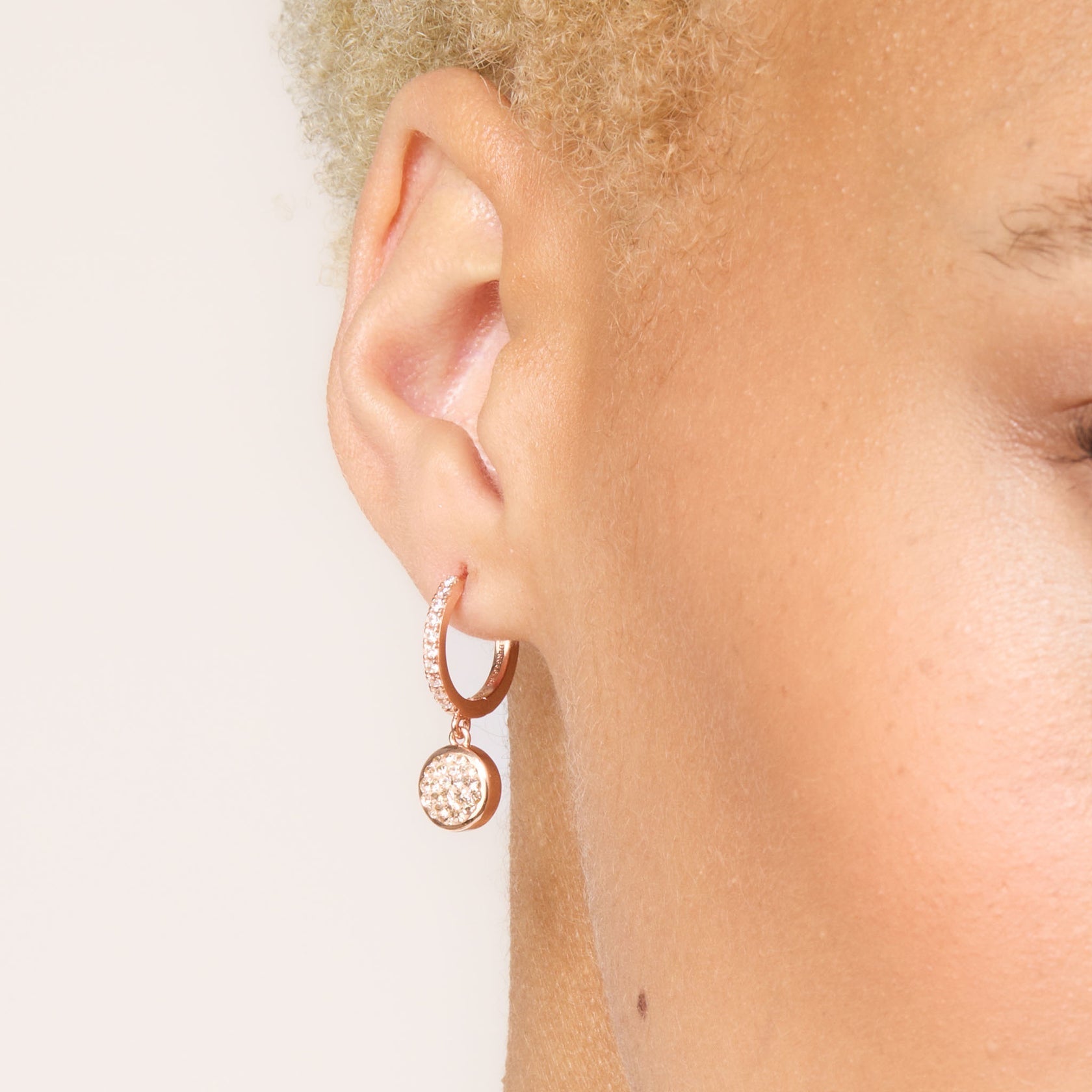 Sparkle Bezel Hoop Earrings - Rose Gold - Blue Sky Fashions & Lingerie