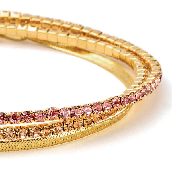 Sparkle & Shine Rhinestone Bracelet Trio - Pink/Gold - Blue Sky Fashions & Lingerie