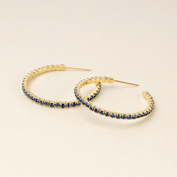 Sparkle & Shine Sm Rhinestone Hoop Earring - Montana Blue/Gold - Blue Sky Fashions & Lingerie