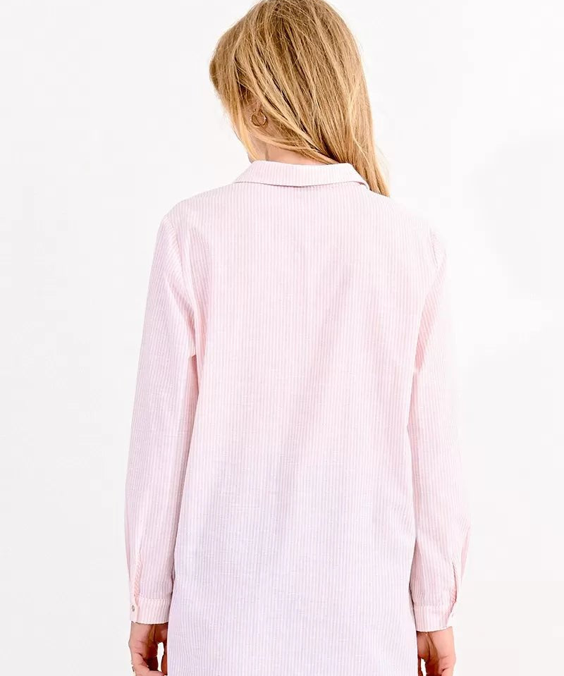 STRIPED LONG SHIRT - light Pink - Blue Sky Fashions & Lingerie