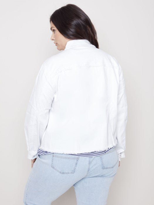 Twill Jean Jacket - White - Blue Sky Clothing & Lingerie