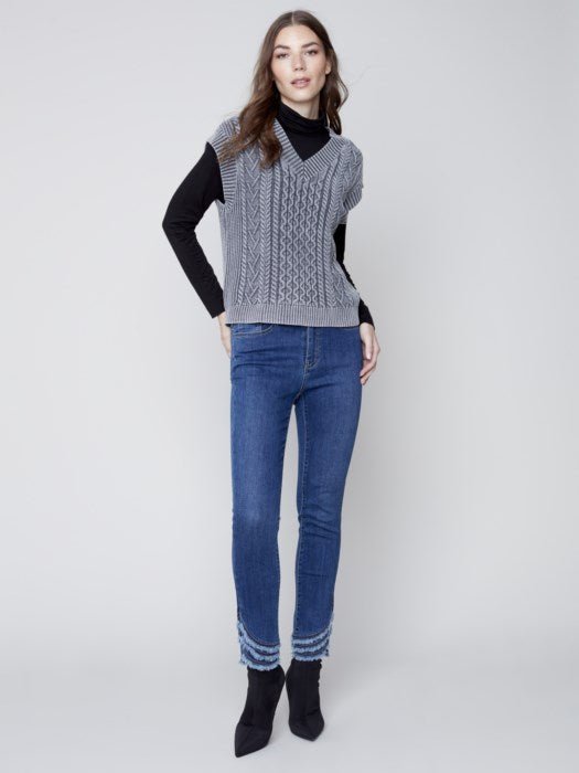 V-neck Cable knit Sweater vest - carbon - Blue Sky Clothing & Lingerie