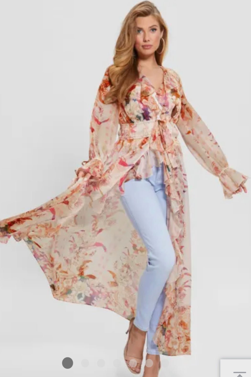 Vanessa Printed Chiffon Duster - Blue Sky Clothing & Lingerie